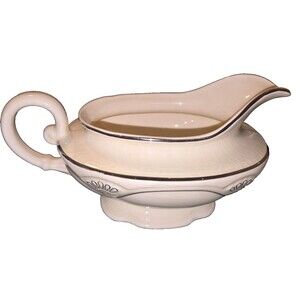 Homer Laughlin Marigold Pattern Gravy Boat with Platinum Trim